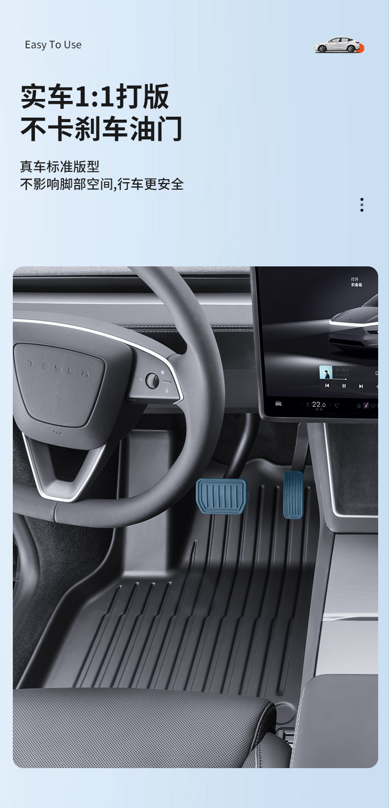 Suitable for Tesla 6-Seater Model Yl Metal Pedal Mats, Fully Enclosed Waterproof Tpe Injection-Molded Foot Mats Wholesale