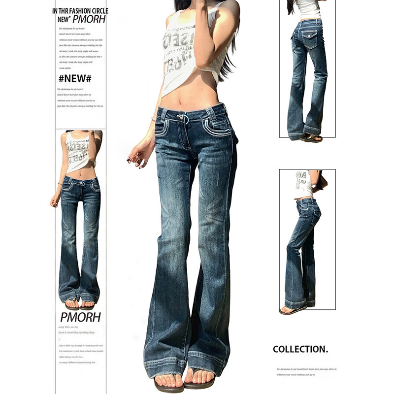 Low-waist, plus-size, stretchy, slightly flared jeans for women, new autumn design, stylish and slimming, long flared pants Low-waist, plus-size, stretchy, slightly flared jeans for women, new autumn design, stylish and slimming, long flared pants