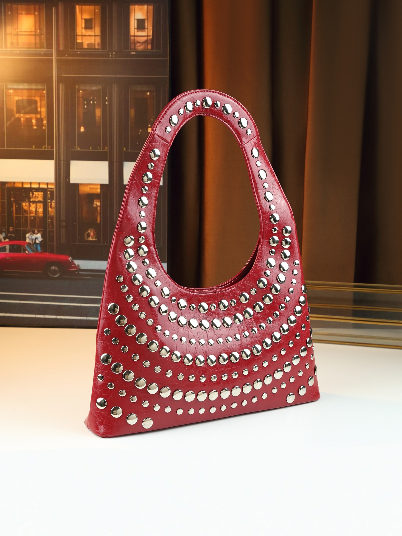 Borsa a mano con borchie da donna borsa a spalla stile punk cool_voghion.com
