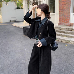 法式复古高级感套装女2025春季新款假两件外套大方得体穿搭两件套