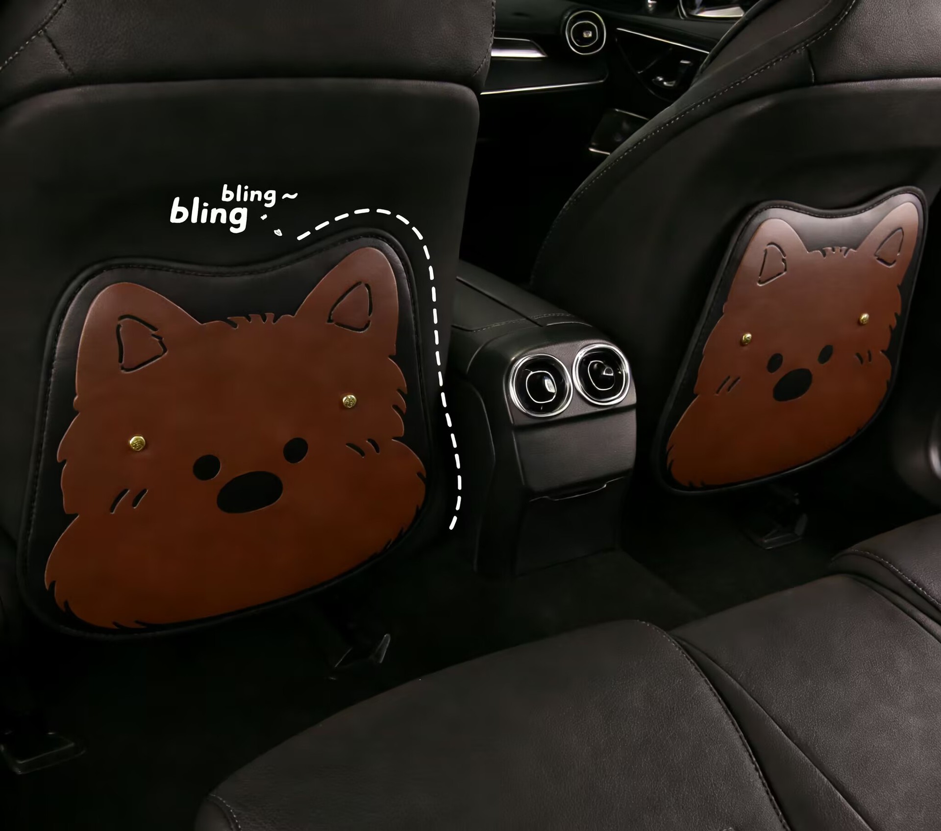 Car Anti-Kick Pad West Highland Cartoon Cute Ladies and Children Anti-Kick Pad Seat Back Anti-Stain Pad Rear Seat Pad