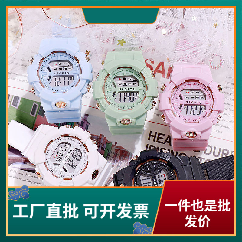 Factory wholesale children unicorn student fashion sports multifunctional luminous alarm clock electronic watch box transparent