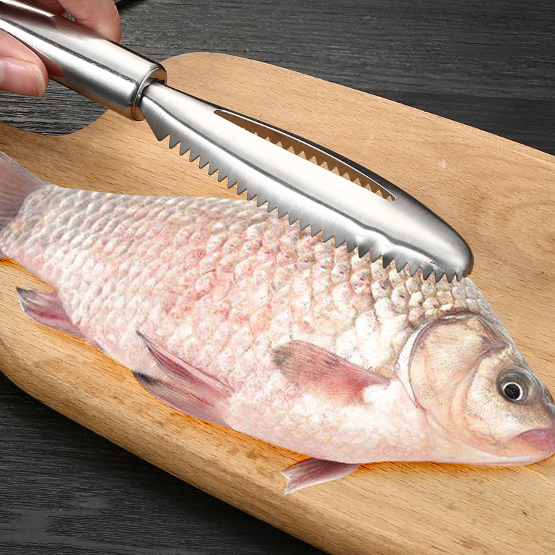 Stainless steel kitchen small tools scale remover scale scraper fish scaler fish scaler blade scale removal knife brush manufacturer wholesale