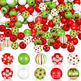 New 16mm Wooden Beads Christmas Candy Color Striped Mosquito-repellent Incense Ring Color Wooden Beads DIY Accessories Hanging Ornaments