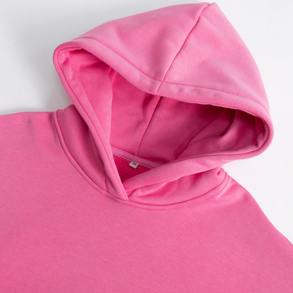 Áo hoodie nỉ lông dáng rộng có mũ và túi, tay dài, dáng unisex — Màu cà phê, Màu hồng, Màu xám, Màu đen chi tiết 22