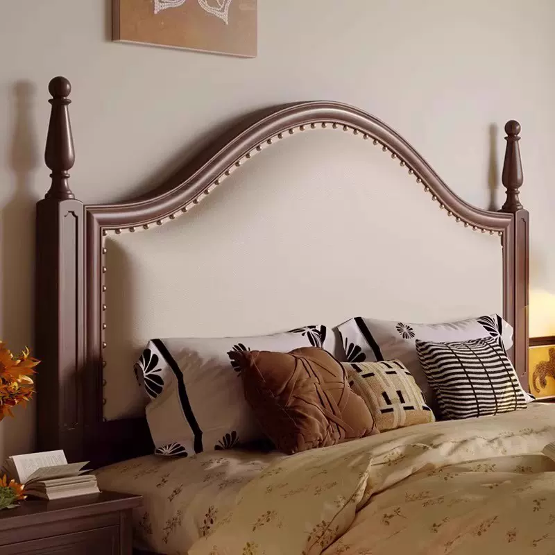 美式复古实木床软包法式床卧室1.8m主卧双人真皮软靠1.5m中古风床