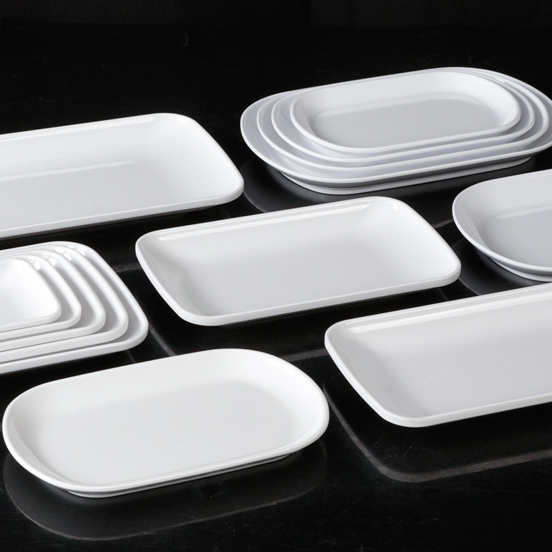 Melamine tableware white sausage powder special powder plate rectangular imitation porcelain plate hot pot side dish plastic commercial plate Melamine tableware white sausage powder special powder plate rectangular imitation porcelain plate hot pot side dish plastic commercial plate