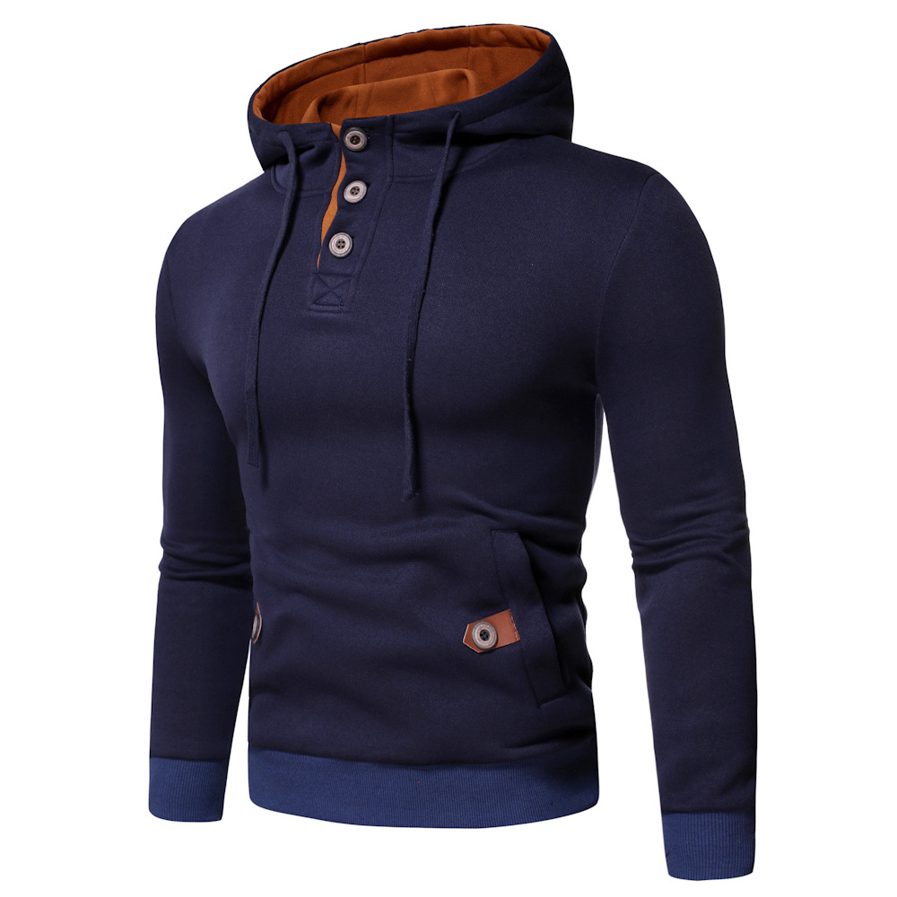 24 Nuovi arrivi Autunno/Inverno: Felpa con cappuccio dal design aperto e decorata con bottoni, taglia grande, pullover color-block_voghion.com