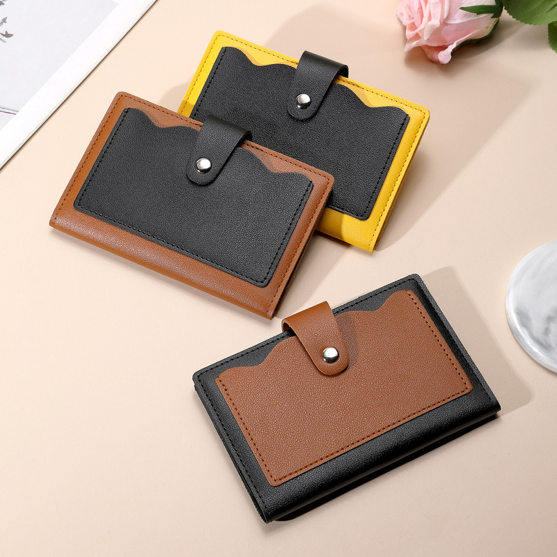 2022 New Women's Folding Long Flip Wallet Fashion Casual Japanese Style Card Holder Card Cover Leather Pu Female Money Clip