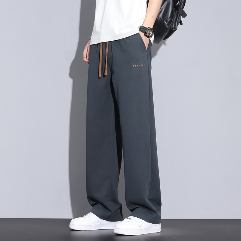 Fashion Cotton Pants Men's Summer Thin 2025 New Fashion Brand Loose Straight Wide Leg Pants