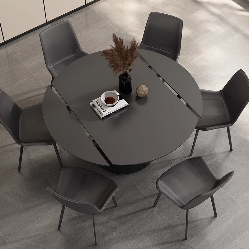 多功能方圆两用岩板餐桌可旋转伸缩圆形家用多功能变形桌