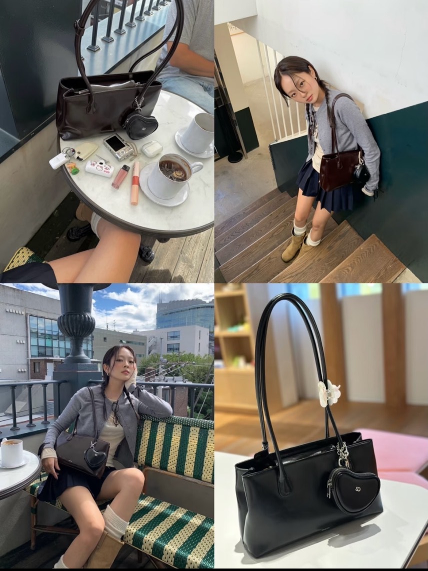 2025 bolsas de nicho coreanas de diseño de mango largo de hombro único bolsas de brazo de gran capacidad para auriculares de amor bolsas para mujeres