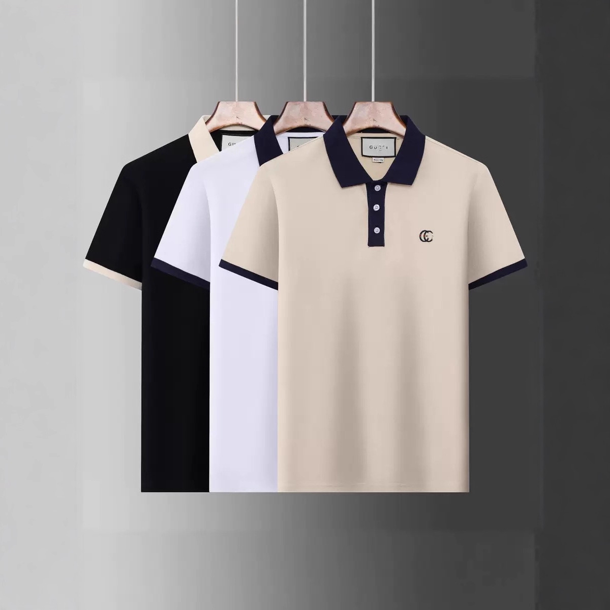 Edición correcta G2025 nueva estación europea de verano hombre con solapa algodón perla moda bordada camisa polo de manga corta