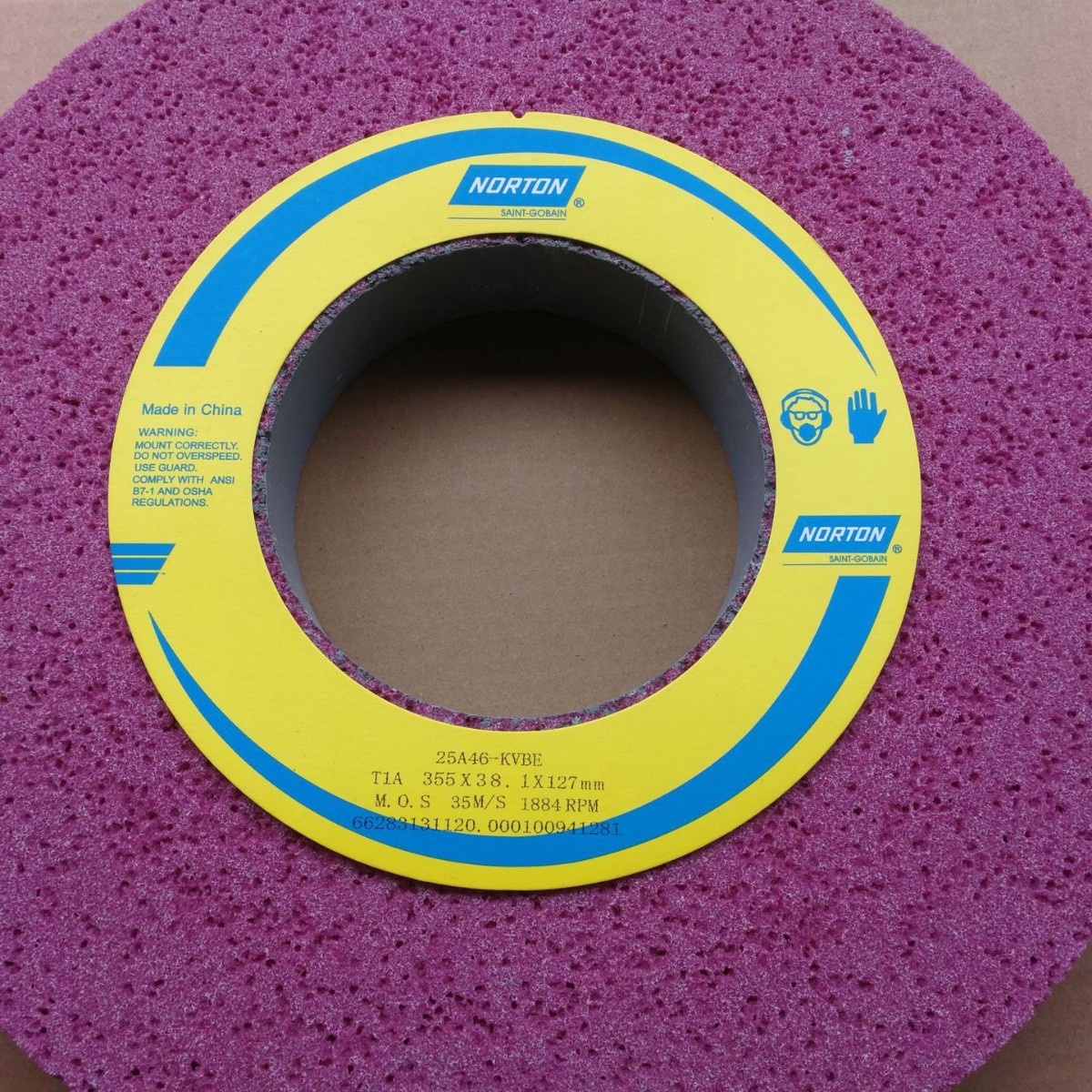 批发诺顿砂轮铬刚玉红色大气孔砂轮25A46K 450*63*203  1片起