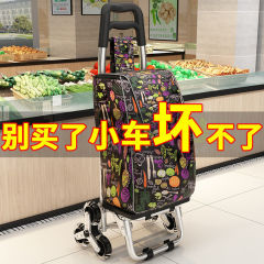 ビルを登るショッピングカートの老人が野菜車を買うスーパーの家庭用携帯荷物トレーラーの折り畳みレバーの手押し