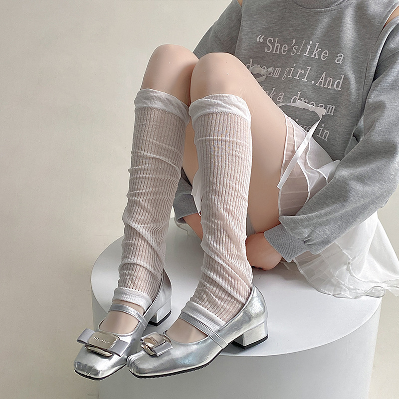 Primavera y verano delgada pila de calcetines para mujeres protección solar barril de ballet gris pila jk manga manga de piernas japonesas