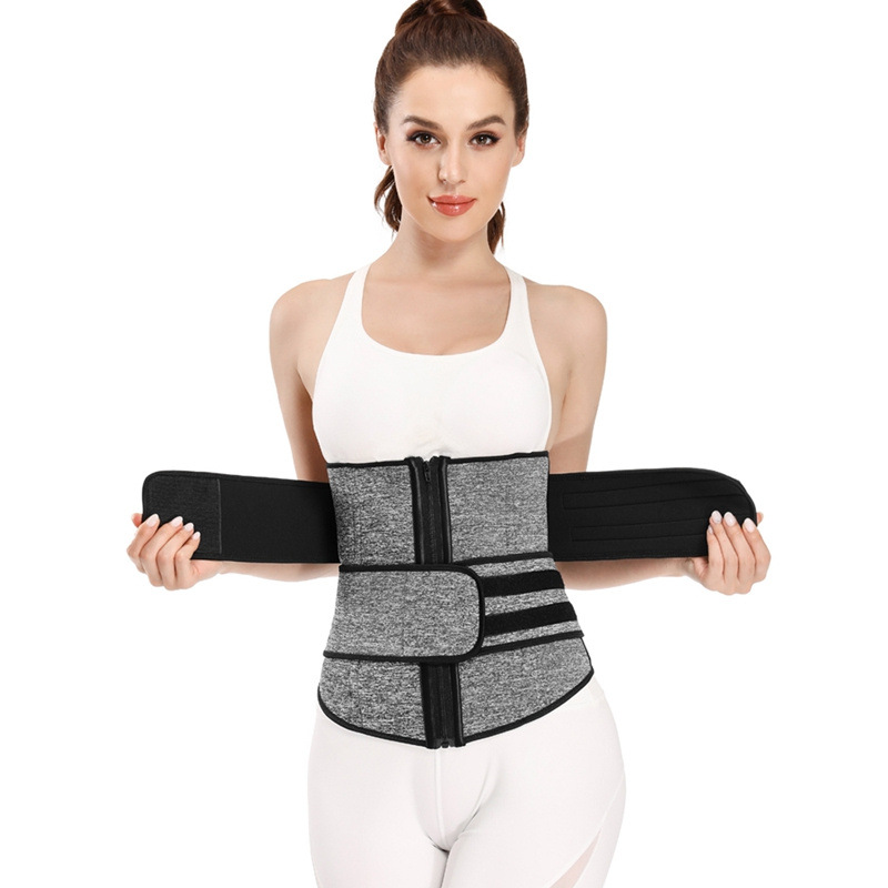 Cinturón doble con cremallera, soporte de 9 huesos de acero, neopreno, entrenador de cintura de fitness, fajas de alta calidad