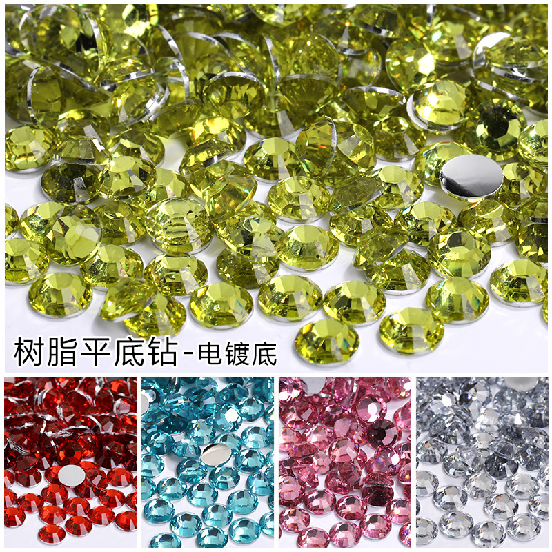 Resin round flat drill super flash nail drill wedding dress clothing accessories mobile phone shell stick drill flat resin drill