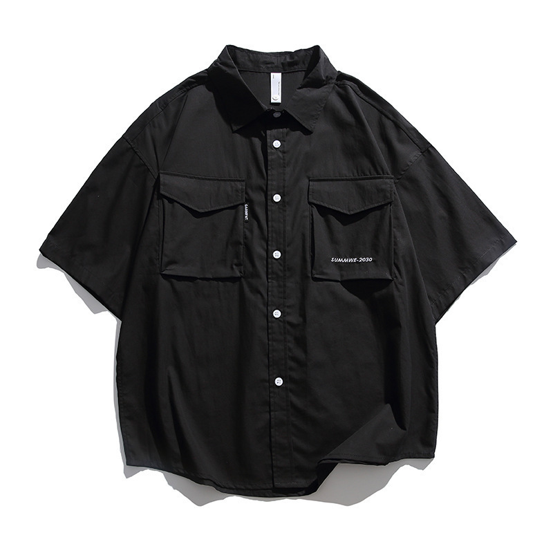 Camisas de manga corta para hombres de verano marca de moda japonesa camisa de tendencia suelta casual versátil chaqueta de trabajo ropa de hombre