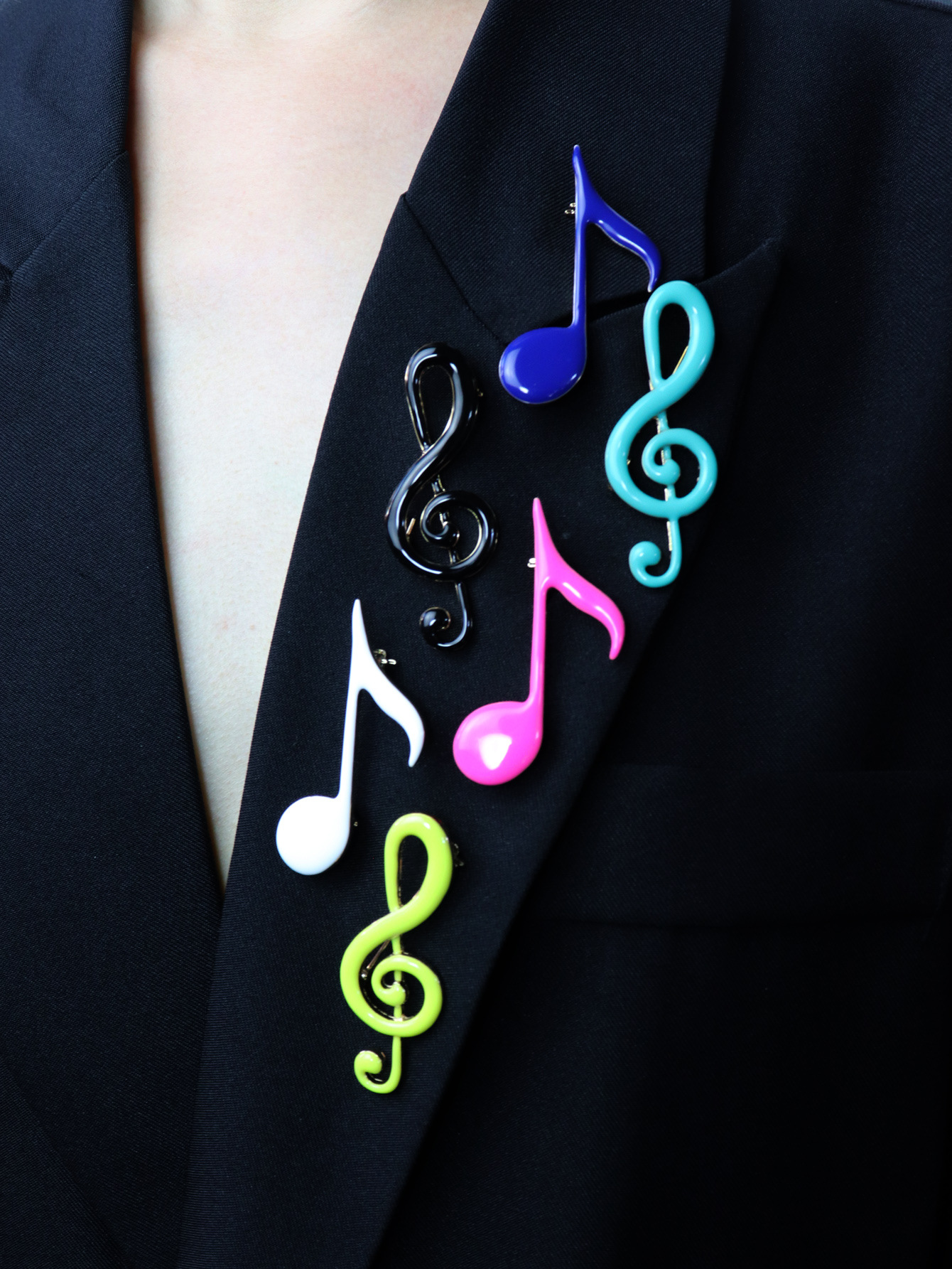 Original Academy Style Multicolor Handmade Enamel Notes Music Student Brooch Corsage Clothing Accessories