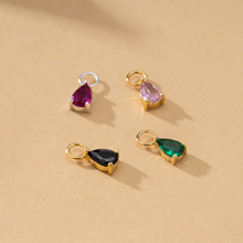 S925纯银彩钻水滴吊坠耳环耳环配件 DIY简约自由搭配高级小众配饰