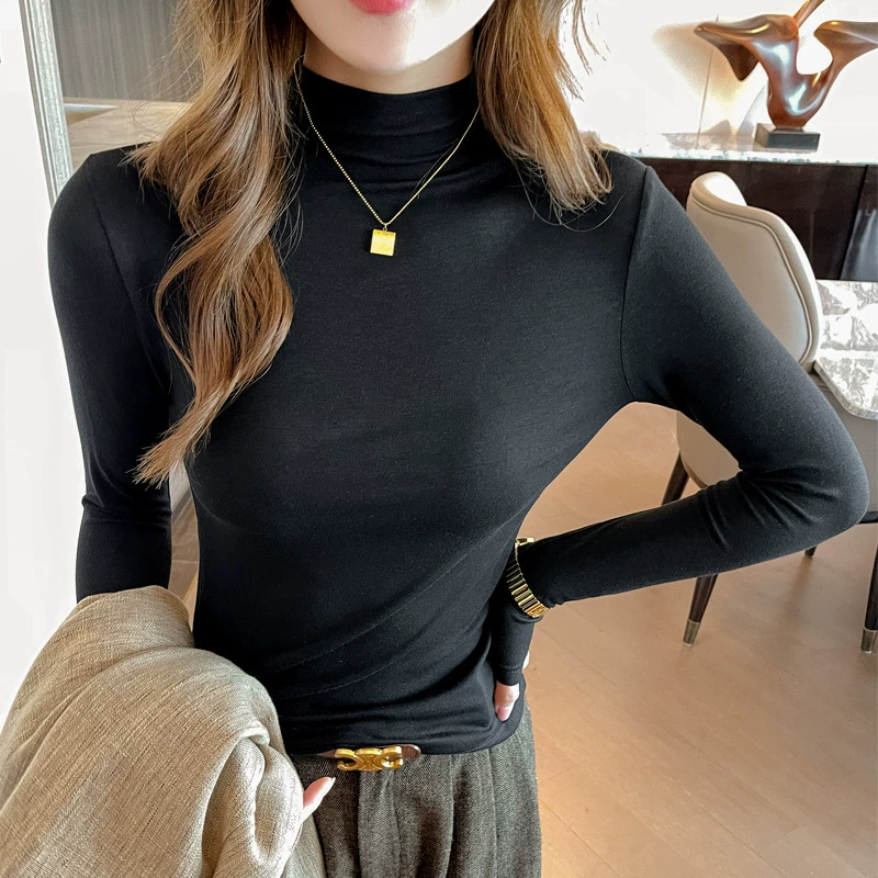 Long-Sleeve High-Collar T-Shirt, Slim Fit Autumn Demi-Season, Sizes S–XL