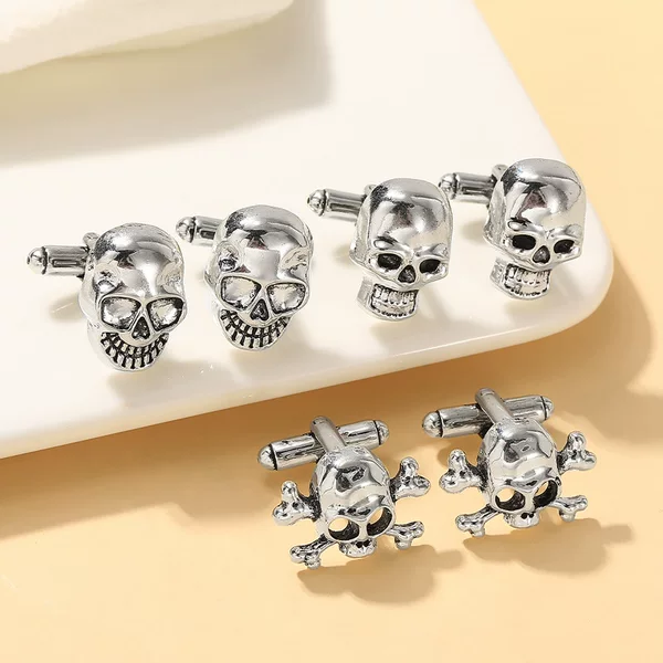 Cross-border Europe and the United States best selling black skull shape paint in-color shape French shirt men's cufflinks cuff nails