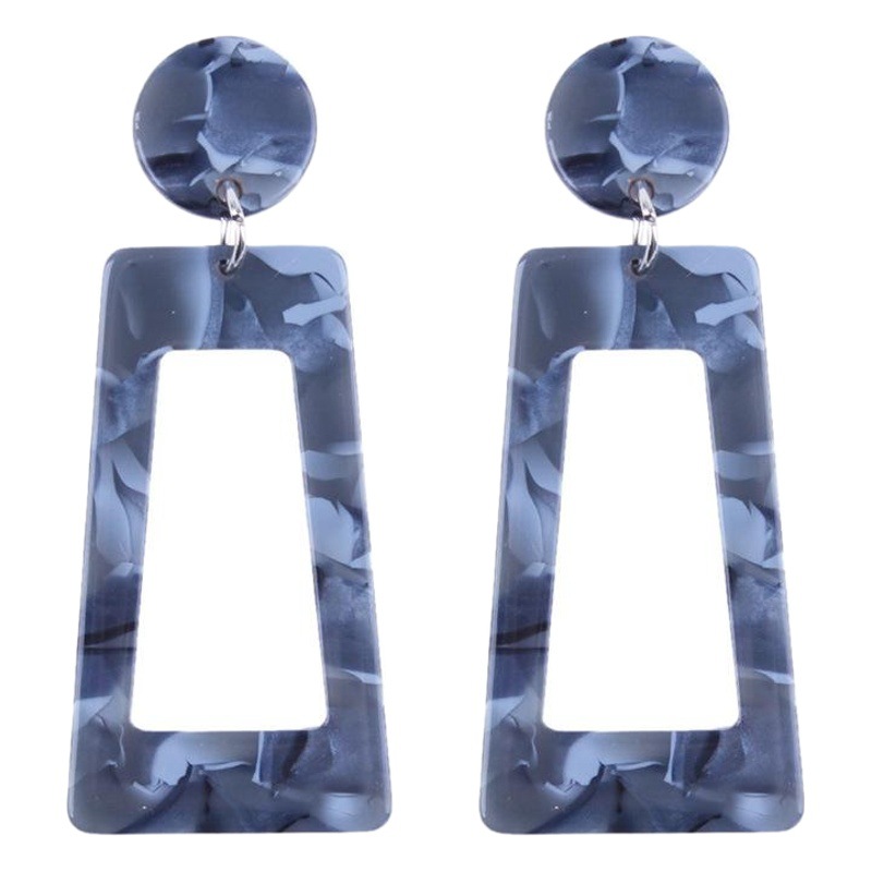 Europe and the United States new acetic acid plate earrings fashion exaggerated earrings geometric long square multi-color earrings cross-border