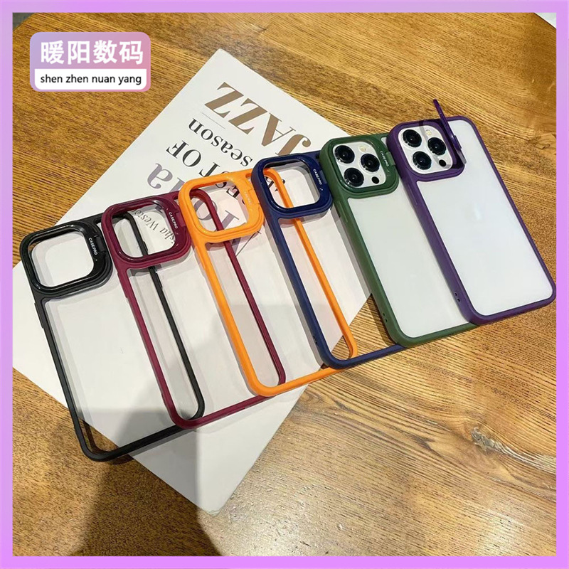 金属镜头支架适用iPhone 16Promax手机壳亚克力苹果15透明手机壳