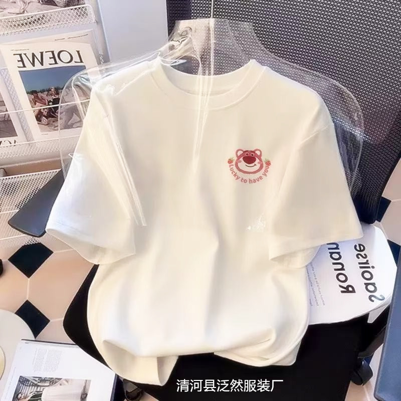 Heavy Weight White Short-Sleeved T-Shirt for Women 2025 New Style for Men and Women, Slimming Look Large Size Pure Cotton Bottoming Half-Sleeved Top Ins