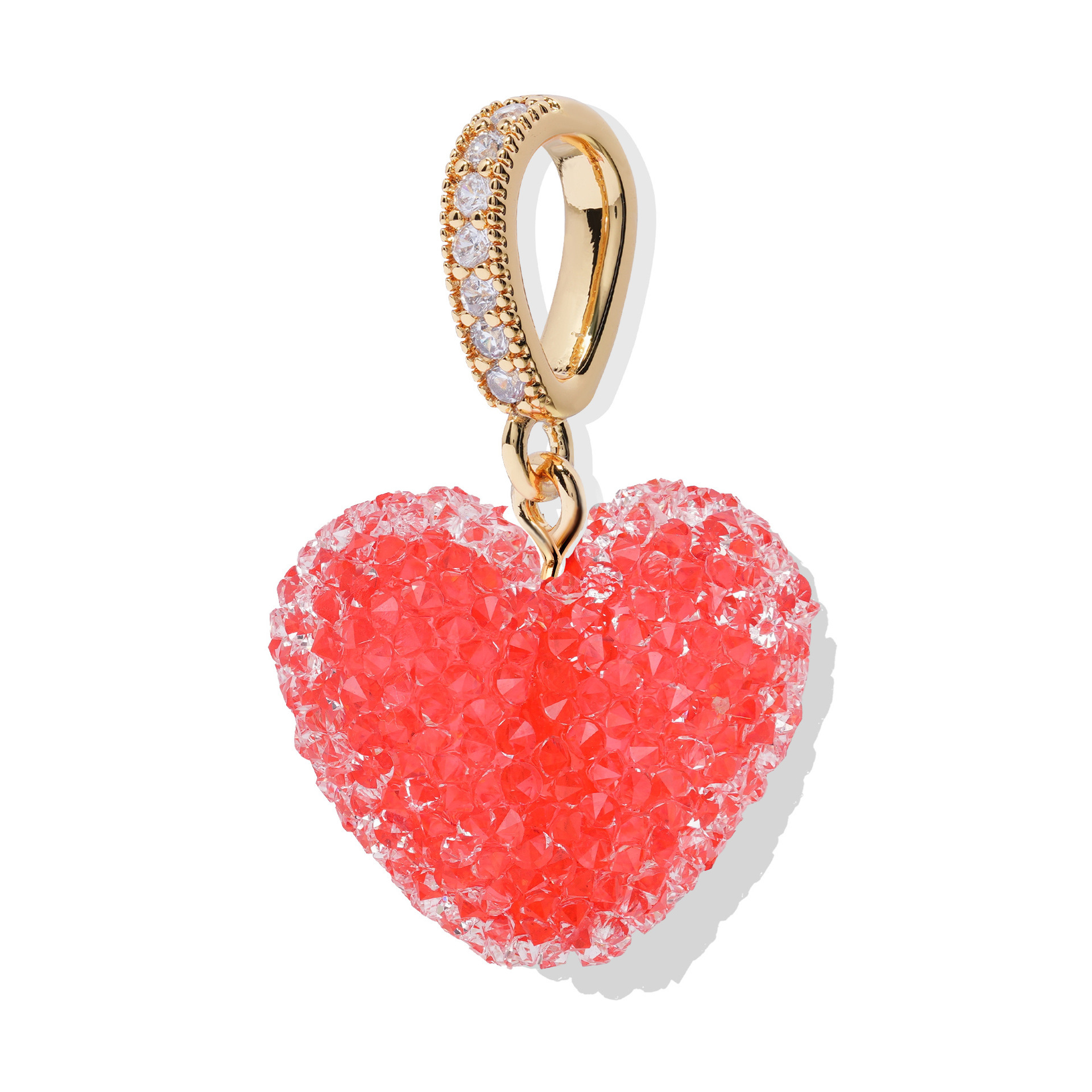 10g Weight 0.03µm Gold Plating Thickness UV Plating Gold Plating Process Pendant, Chain Jewelry Making Type 18K Real Gold Plated Plating Material ball chain Chain Type 1 Piece Quantity Resin Material Heart Shape Pattern Cute, Classic Style Style Metal Craft 1 Piece Resin Heart Shape Polished Pendant Chain DIY Ornament Accessories 17