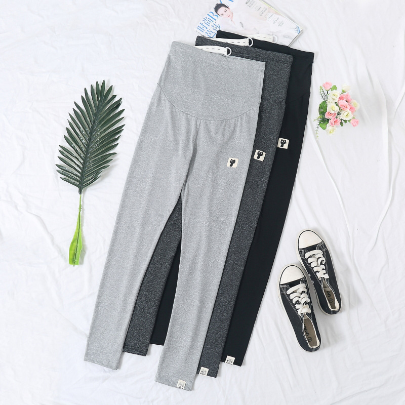 Pregnant Women's Pants Summer Thin High Waist Cropped Pants Spring and Autumn Bottoming Leggings Pants Pregnant Women's Pants for Exterior Wear during Pregnancy