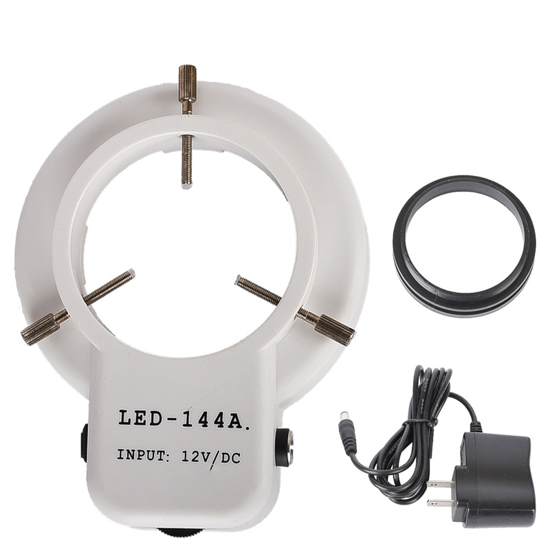 批发 61mm安装接口 显微镜可调节环形灯LED光源144颗灯珠亮度可调