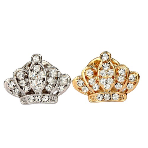 European and American cross-border personalized diamond crown brooch, full diamond crown brooch, men's and women's suit shirt button lapel pin