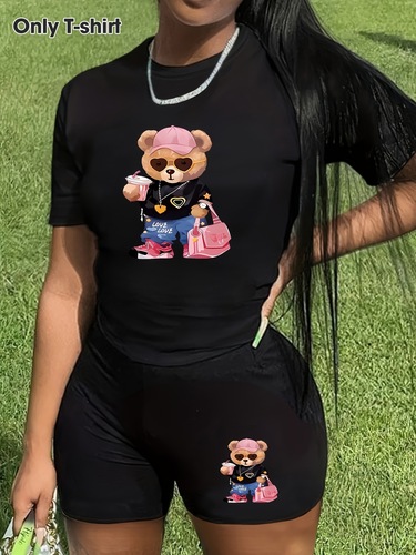 Women's Printed Crew Neck T-Shirt with Trendy Design