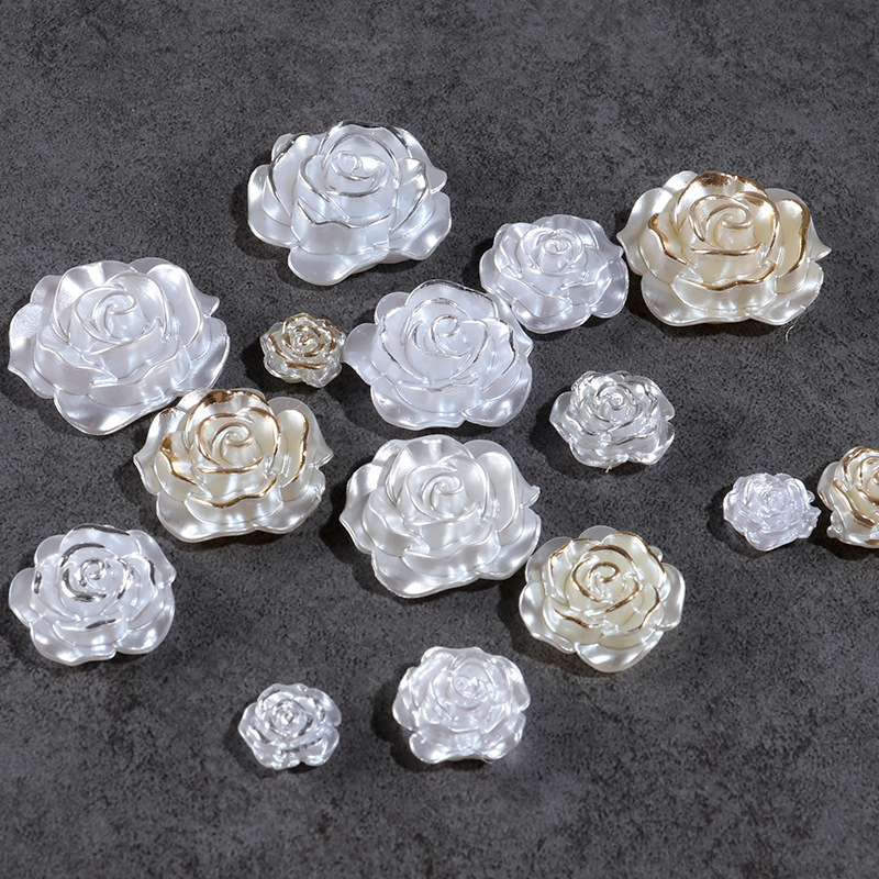 Perla grado borde dorado Borde de plata Rosa crema pegamento teléfono caso DIY material hecho a mano decoración creativa