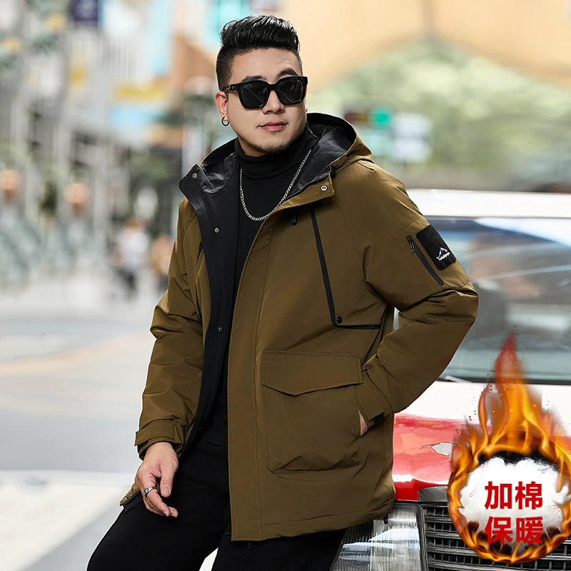 Новая мужская зимняя толстая хлопчатобумажная одежда большого размера мужская свободная одежда