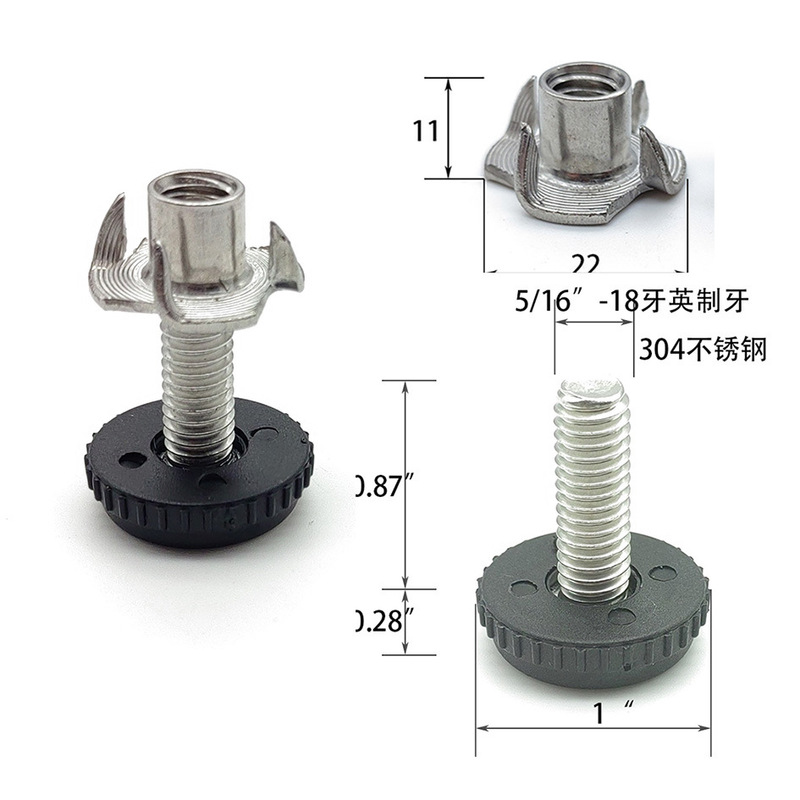 5/16 "-18 inch stainless steel adjustable foot adjustment foot adjustment foot pad leveling foot rubber head furniture accessories 5/16 "-18 inch stainless steel adjustable foot adjustment foot adjustment foot pad leveling foot rubber head furniture accessories