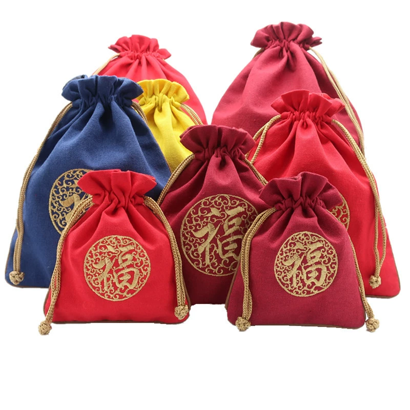 В наличии оптовая продажа парчи мешок Wenwan мешок ткани упаковки вышивка хранения белья мешок очень большой шнурок Lucky Bag