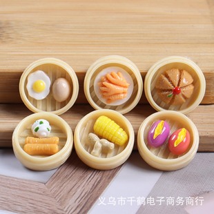 Microscopic cartoon lucky bag simulation steamer steamer steamed buns fried dough sticks said hand-made self-made material bag simulation food play