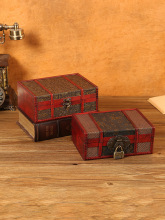 复古带锁密码盒首饰化妆品桌面证件收纳盒木质储物盒百宝箱木箱子