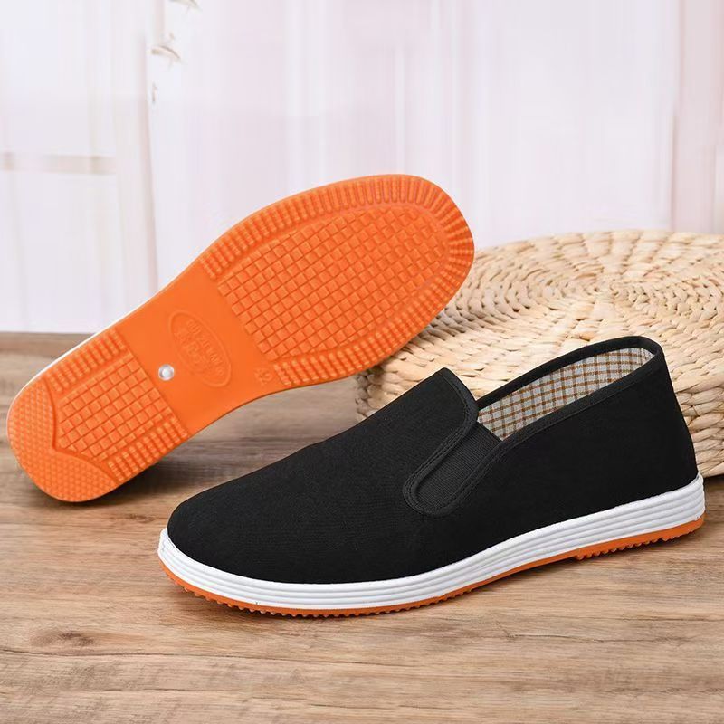 Old Beijing cloth shoes men's soft-soled father shoes spring and autumn breathable shoes men's one-step black cloth shoes factory outlet