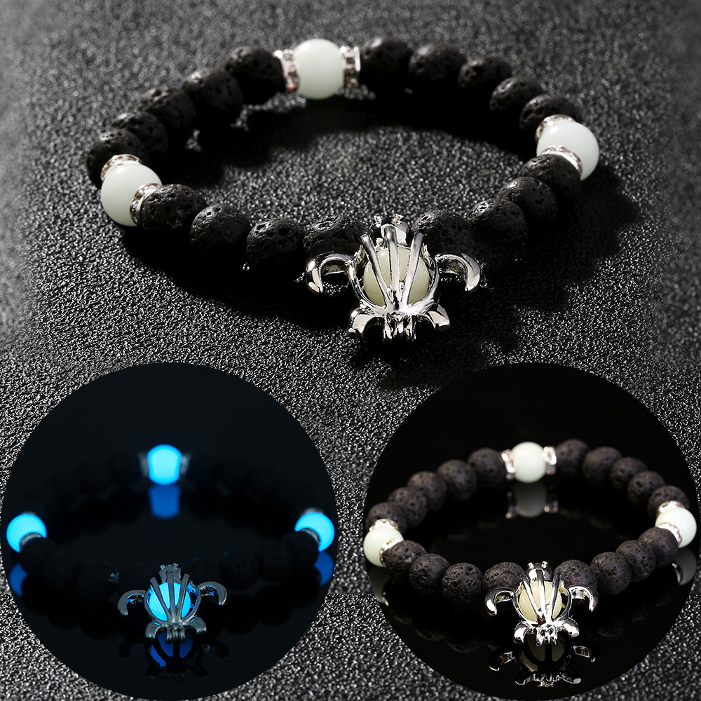 Bracelet de perles lotus phosphorescent brillant dans le noir_voghion.com