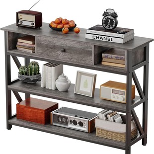 Entryway Table with 3 Tier Storage Shelves Box Living Room Sofa Console Hallway End Table