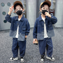 男童春秋款套装洋气男孩春装小儿童宝宝时髦酷帅气牛仔潮外贸童装