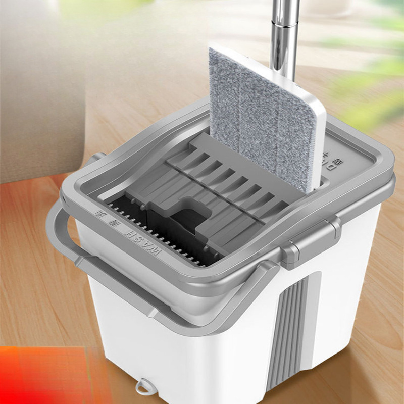 Lazy Mop Artifact Household One-mop Hand-washable Flat Mop Absorbent Mop Support Cloth Floor Mop Set with Bucket