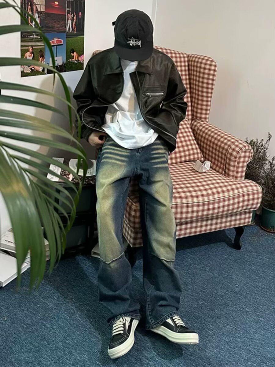 Men's Clothing Men's Jeans High Quality American New Wide Leg Niche High Quality Casual Jeans_mkmklike.com