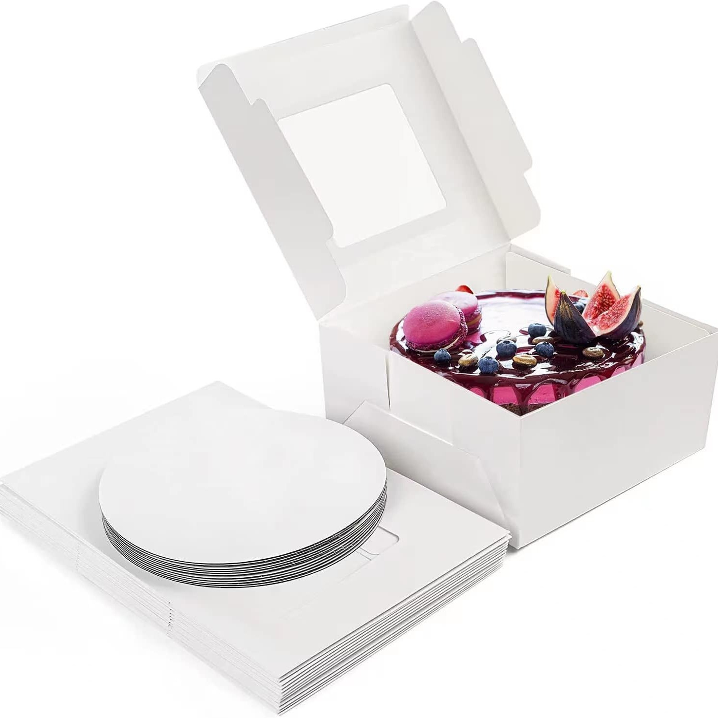 蛋糕盒透明开窗亚马逊烘培包装盒10英寸西点甜品打包盒烘焙环保