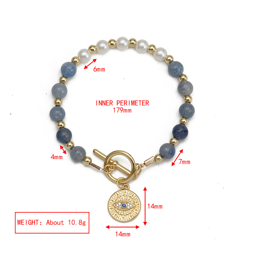 Simple Style Devilu0027S Eye Copper Beaded Plating Inlay Zircon Bracelets 1 Piece