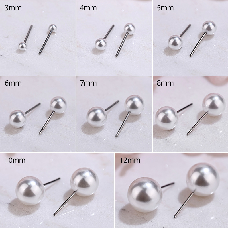 Pearl white pearl earrings/ containing butterfly ear blocked/ bulk